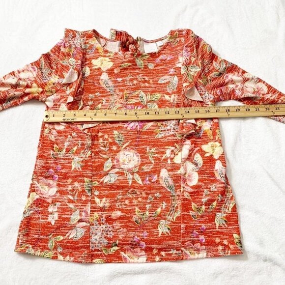 NEW‎ Lauren Conrad orange floral long sleeve flowy casual top - Small - Picture 8 of 9